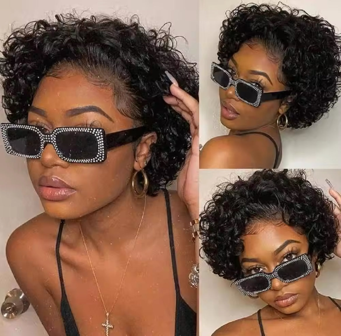 13x4 HD Lace Front Pixie Cut Wig – Jerry Curly Texture 250% Density