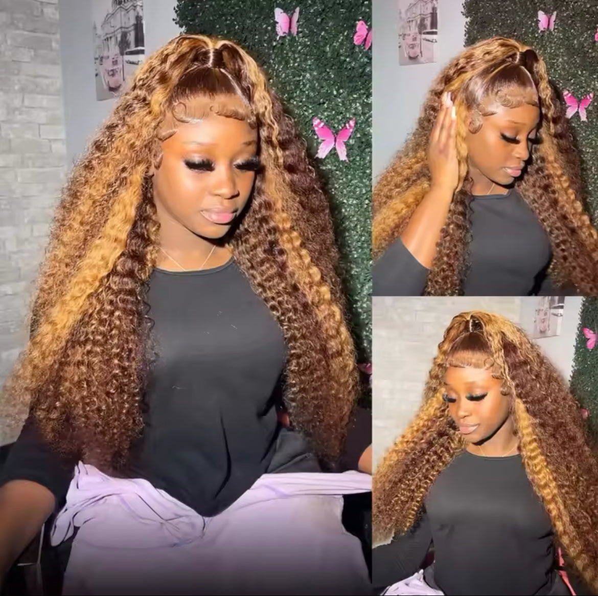 13x6 HD Lace Front Highlight Curly Wig with Water Wave