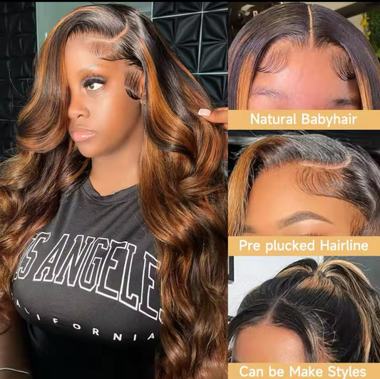 13x6 Ombre Highlight Lace Front Wig with Deep Part