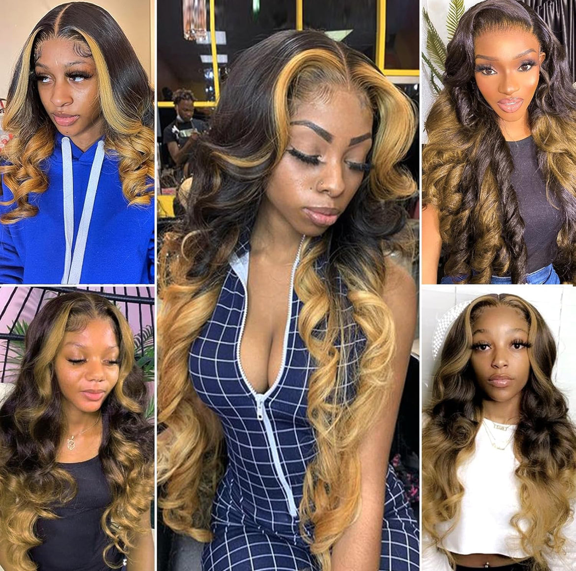 1b/27 Highlight Wig 13X4 HD Lace Front Wig 250% Body Wave Colored Wig / HD lace Front Human Hair Wig