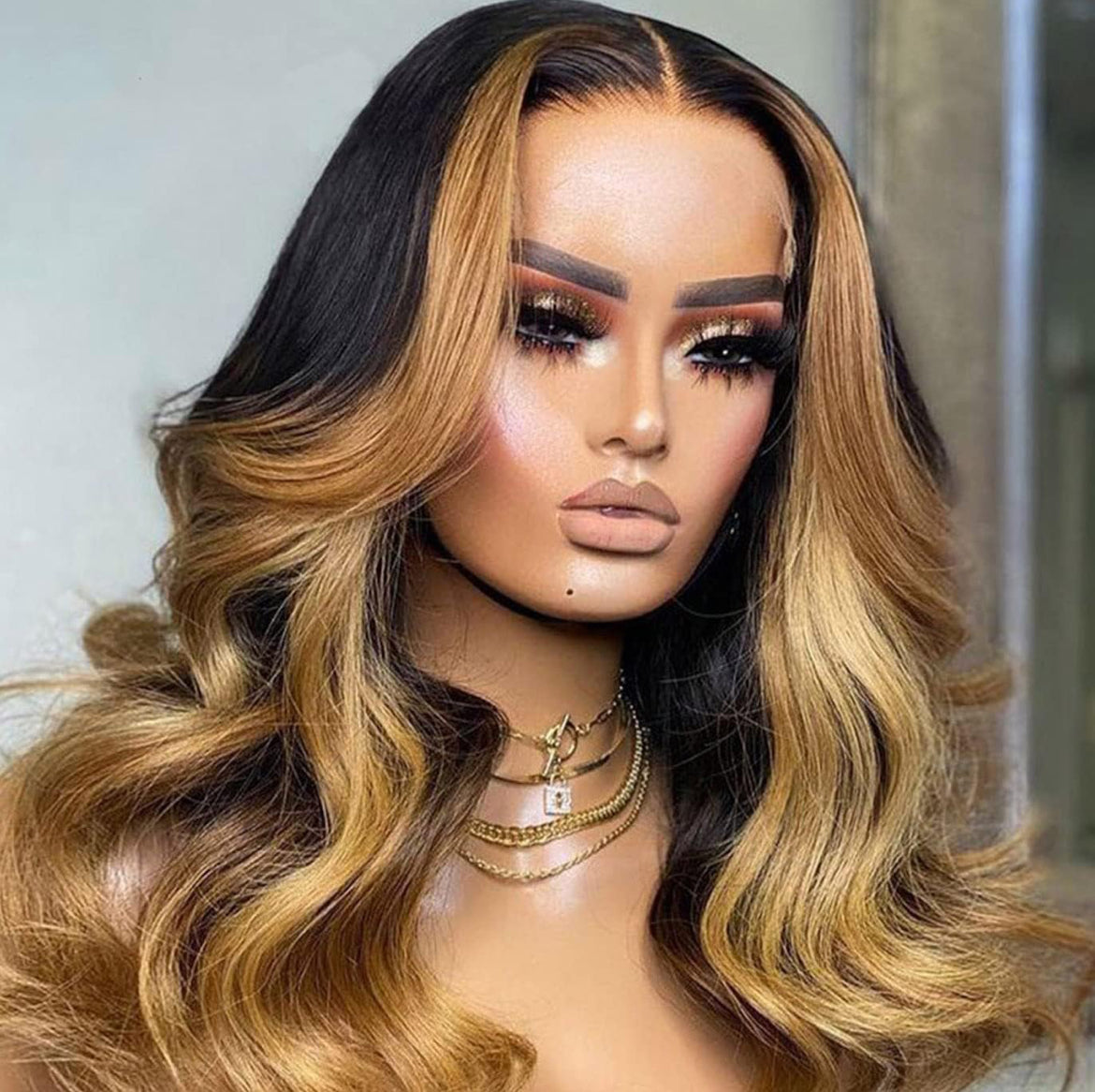 1b/27 Highlight Wig 13X4 HD Lace Front Wig 250% Body Wave Colored Wig / HD lace Front Human Hair Wig