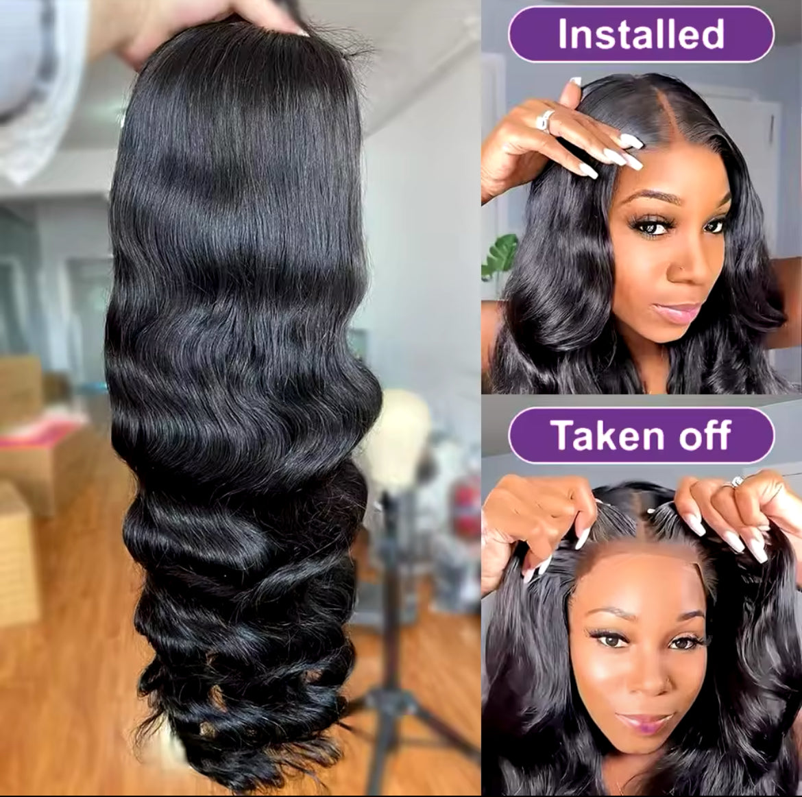 250% Body Wave Glueless Lace Closure Wig - 34 Inch Human Hair