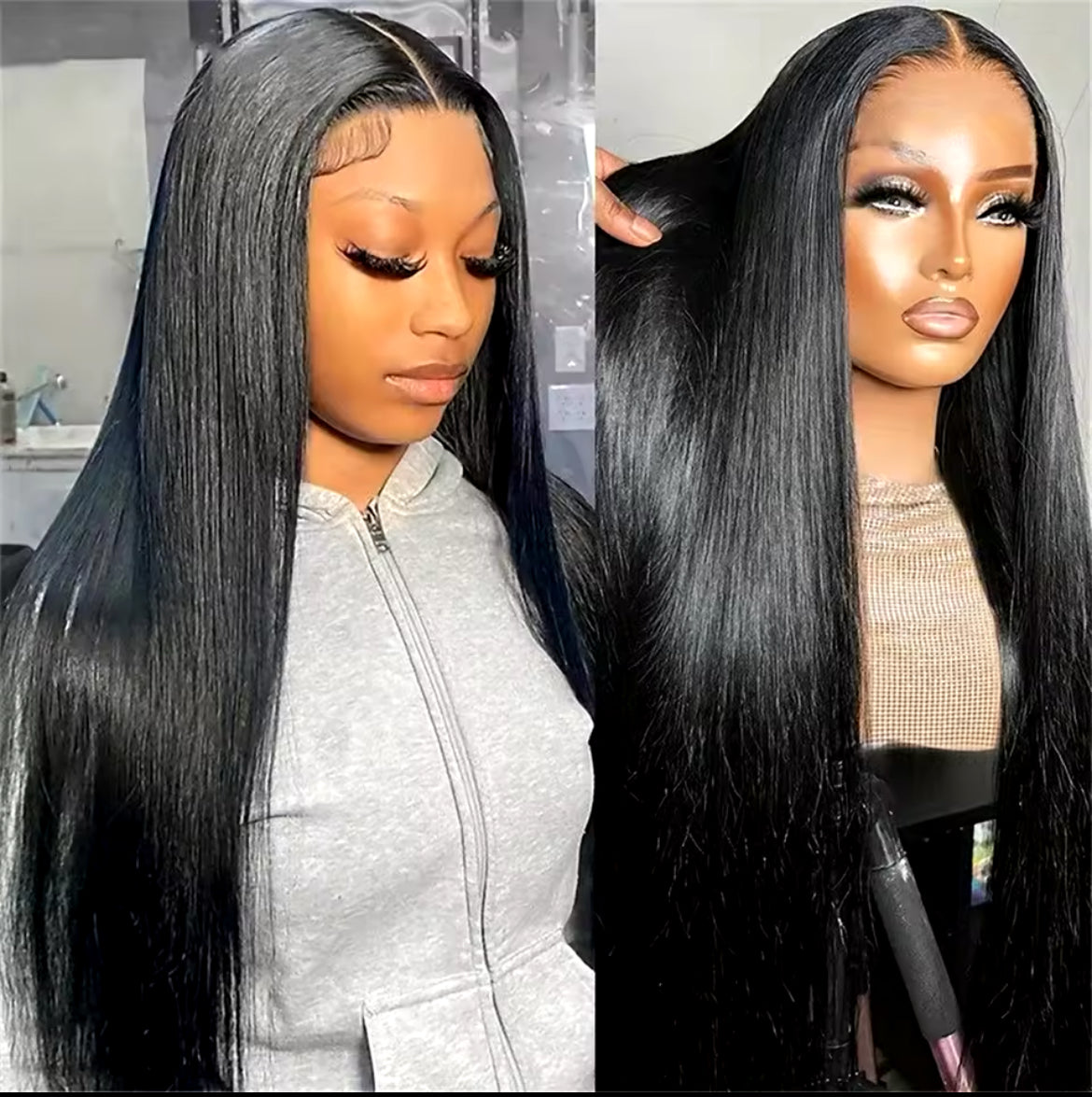 250% Density 13x6 HD Lace Full Frontal Silk Straight Wig