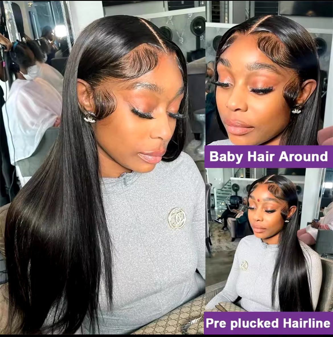 250% Density 13x6 HD Lace Full Frontal Silk Straight Wig