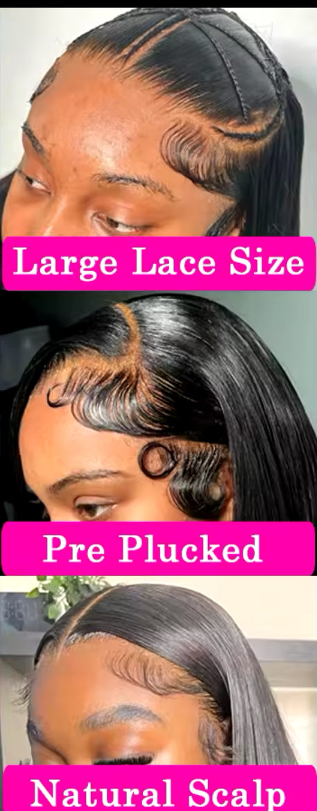 250% Density 13x6 HD Lace Full Frontal Silk Straight Wig