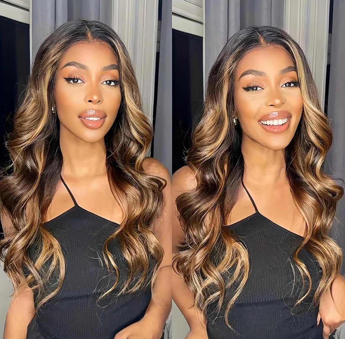 5x5 HD Lace Closure Body Wave Wig with Honey Blonde Highlights