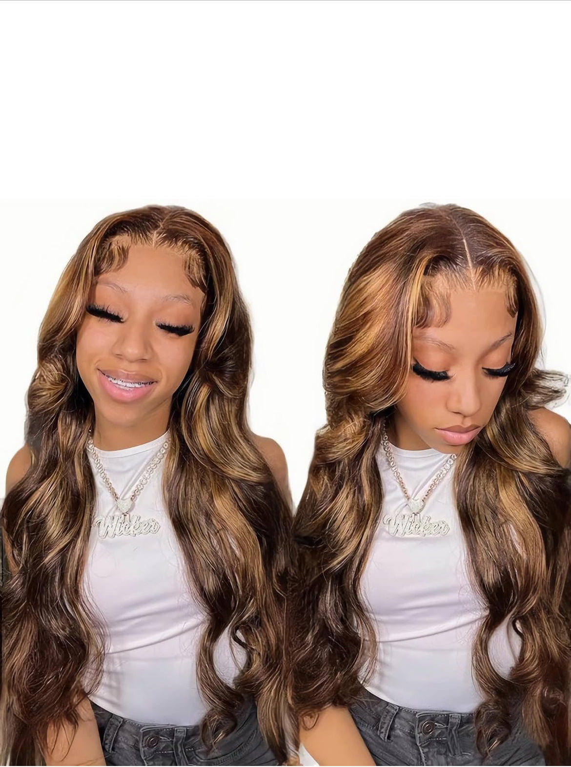 5x5 HD Lace Closure Body Wave Wig with Honey Blonde Highlights