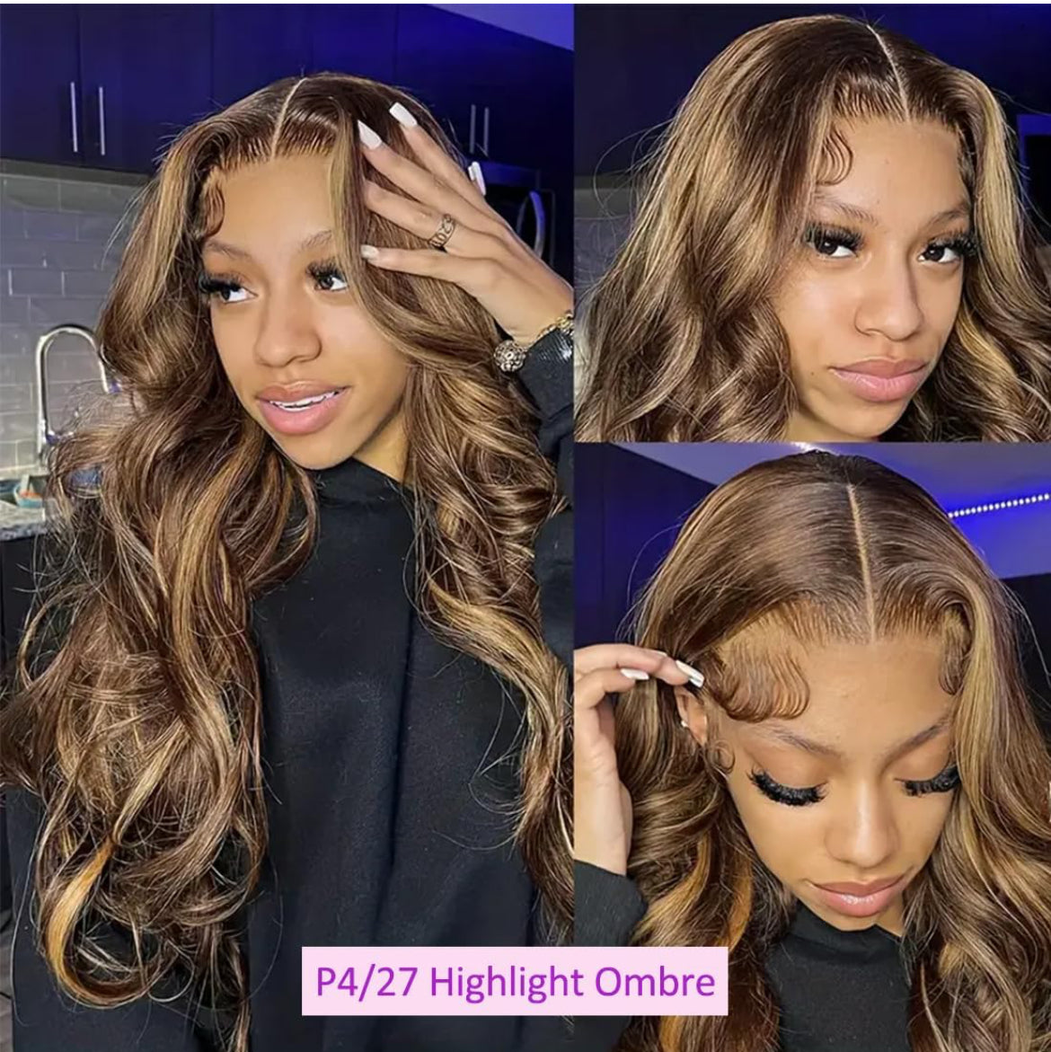 5x5 HD Lace Closure Body Wave Wig with Honey Blonde Highlights