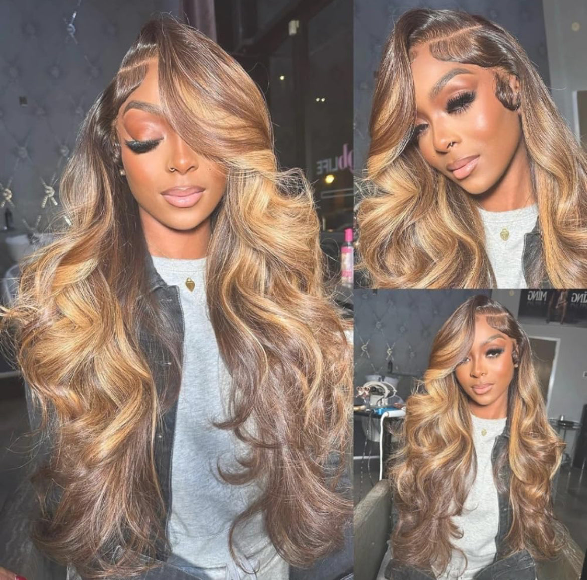 Balayage Highlight Body Wave Wig – 250% Density HD Lace Front