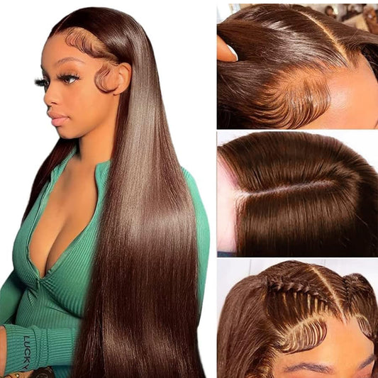 Chocolate Brown 13x6 HD Lace Front Straight Wig - Glueless Wear & Go