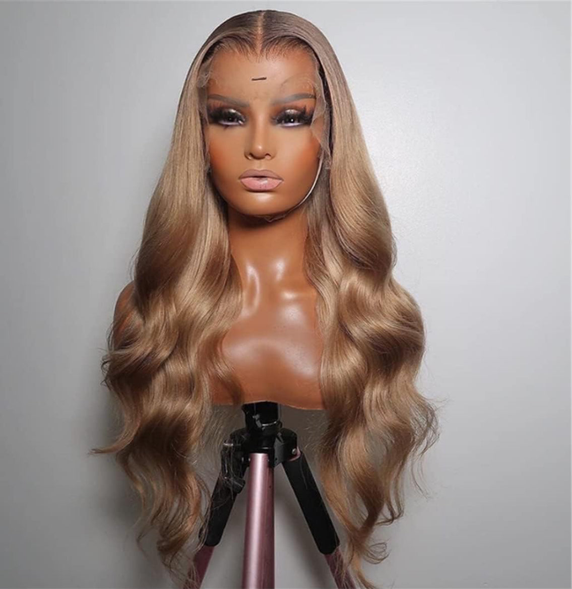 Glueless 28-Inch Ash Blonde Body Wave Lace Wig