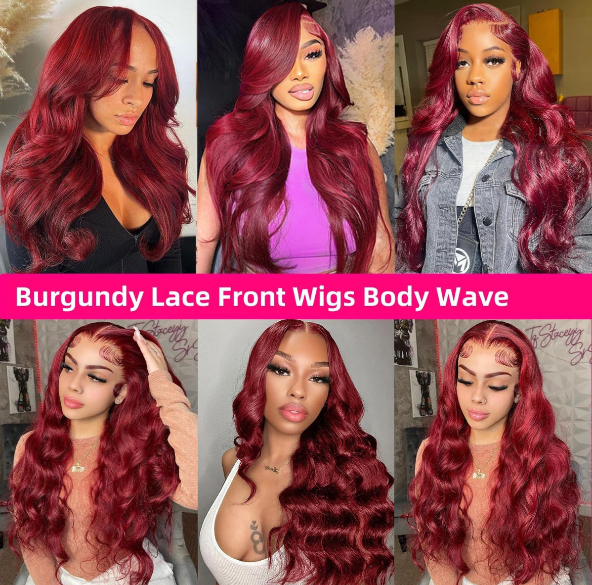 Ready-to-Wear 5x5 Glueless Lace Wig for Effortless Style- Burgundy lace front Body Wave human hair