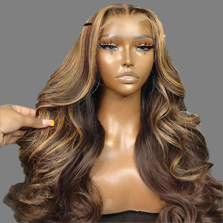 5x5 HD Lace Closure Body Wave Wig with Honey Blonde Highlights