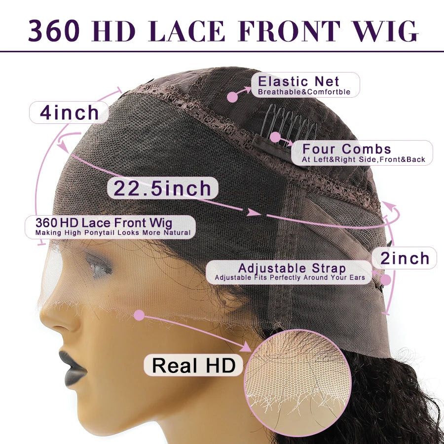 Pre-Plucked Body Wave 360 Lace Wig for Natural Look-High Ponytails