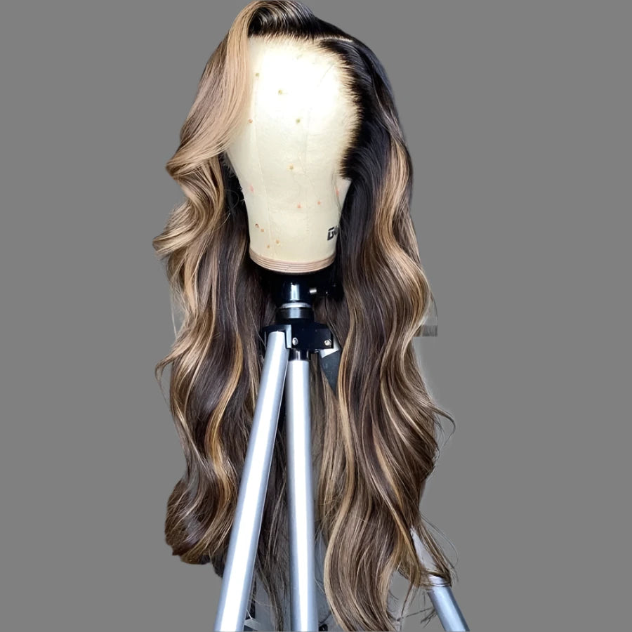 Balayage Highlight Body Wave Wig – 250% Density HD Lace Front