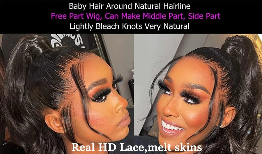 Pre-Plucked Body Wave 360 Lace Wig for Natural Look-High Ponytails