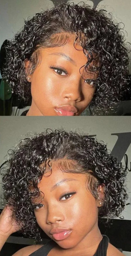 13x4 HD Lace Front Pixie Cut Wig – Jerry Curly Texture 250% Density