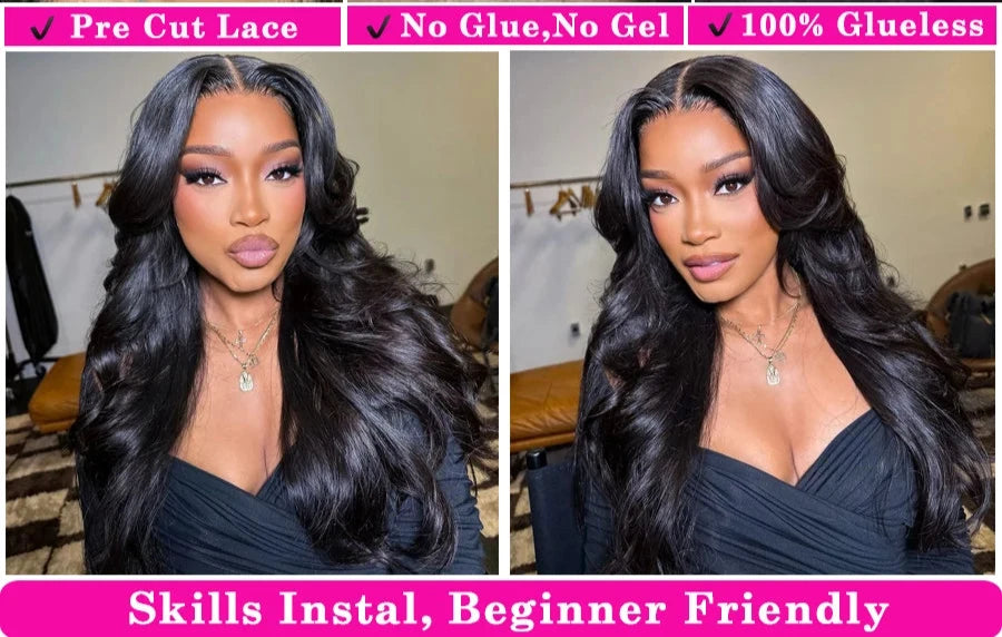 250% Body Wave Glueless Lace Closure Wig - 34 Inch Human Hair